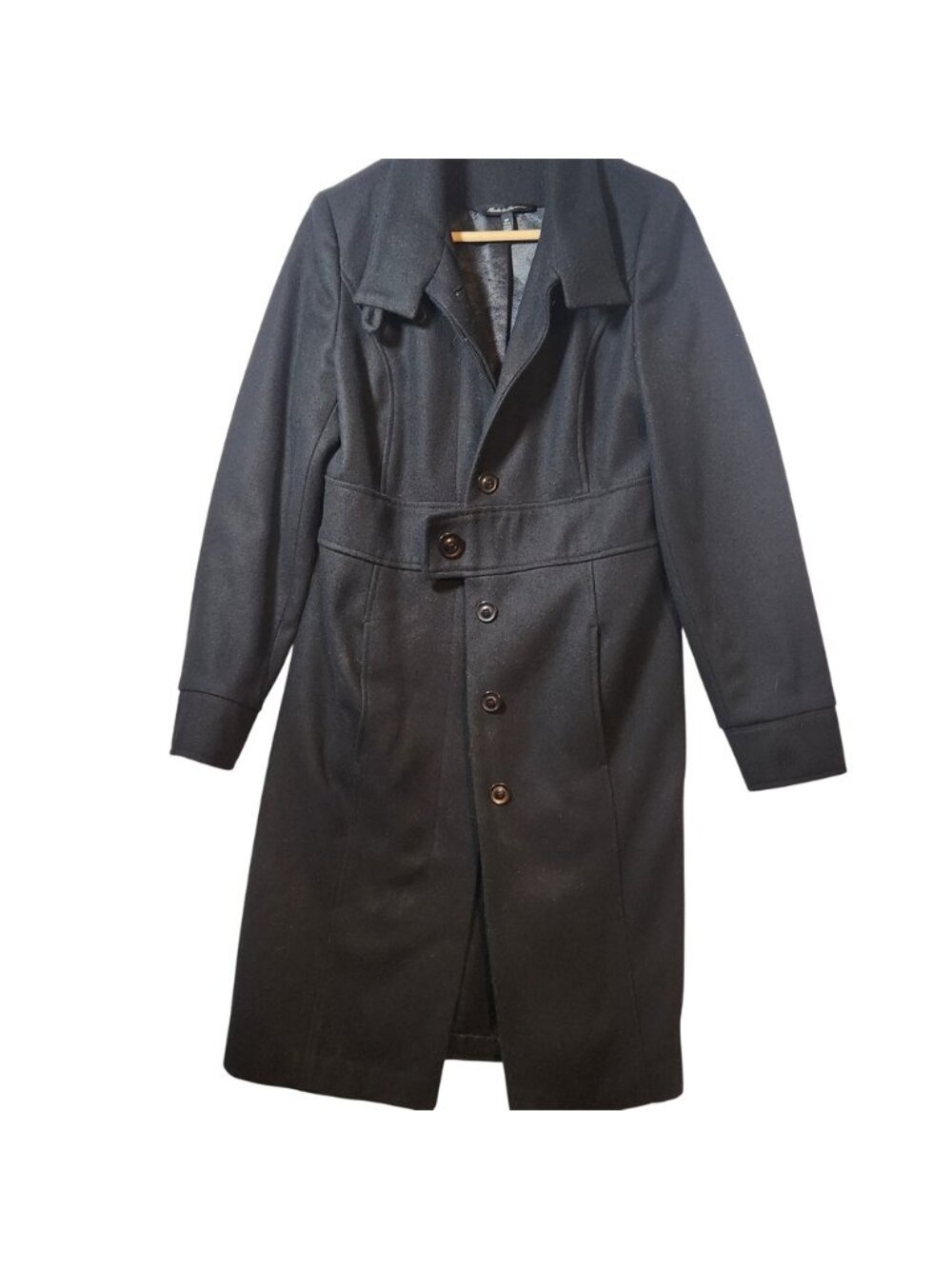 Le Chateau Womens Black Wool Blend Trench Coat Long Tailored Overcoat MadeCanada